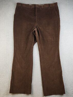 Vintage Corduroy Pants Men's 42x31 Brown Bootcut Tapered Leg COOSA 70's Slacks